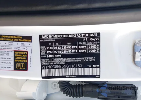 2022 Mercedes-Benz Glc 300 4Matic Suv from USA, damaged, VIN W1N0G8EB5NG118153